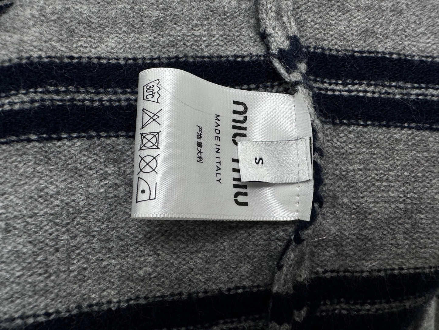 MIU MIU Autumn/Winter Striped Wool Cardigan with Metal Buttons