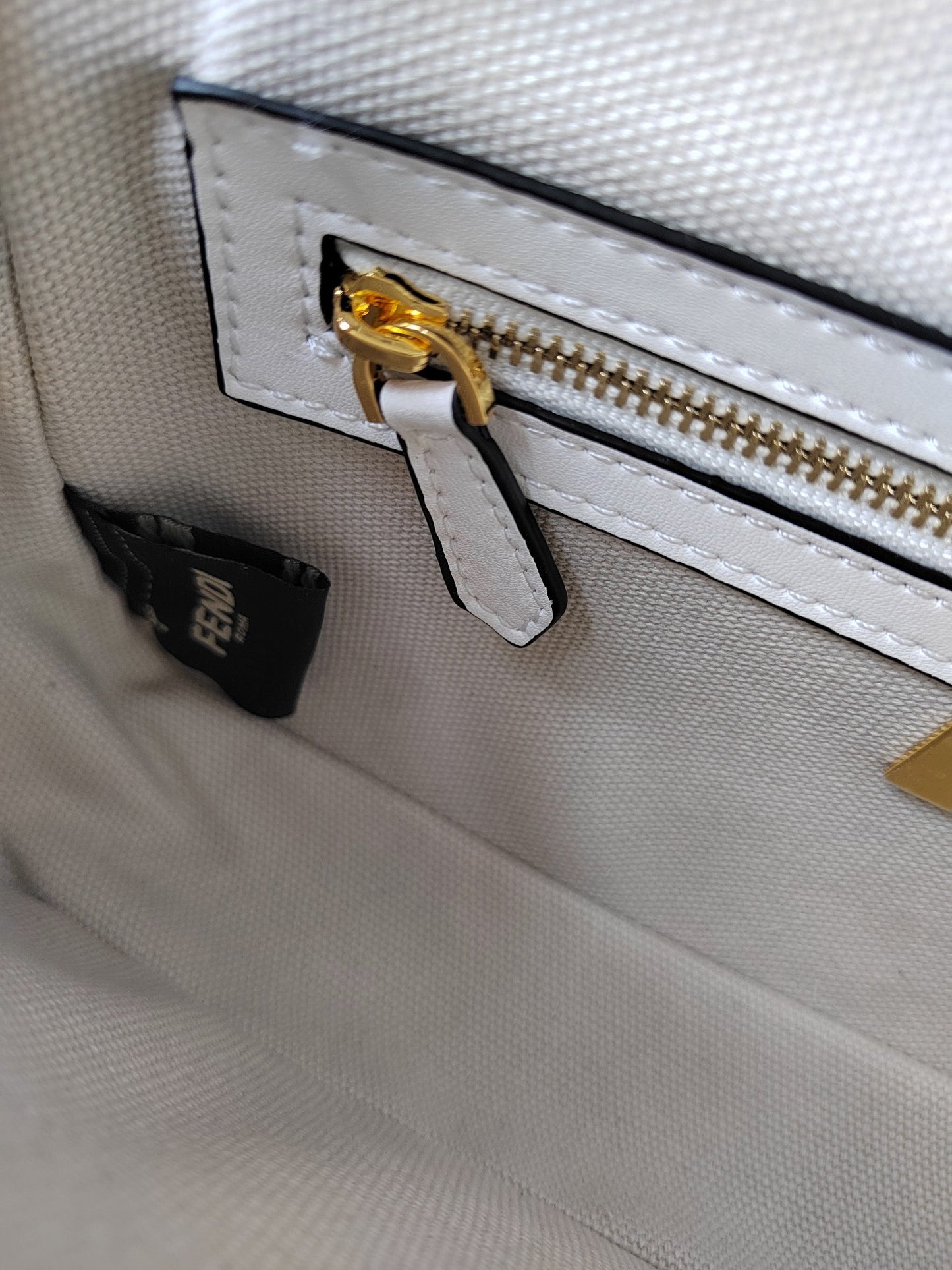 Fendi F8BR604 – Almond White Baguette Medium Bag