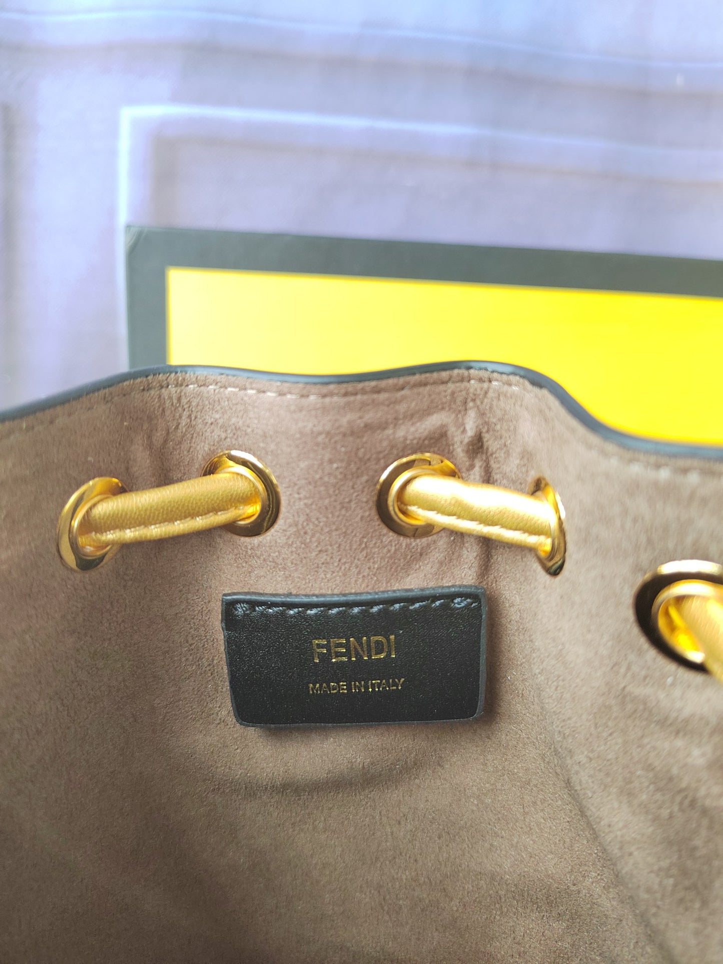 Fendi F8BS010AS – Gold Mon Tresor Small Bucket Bag