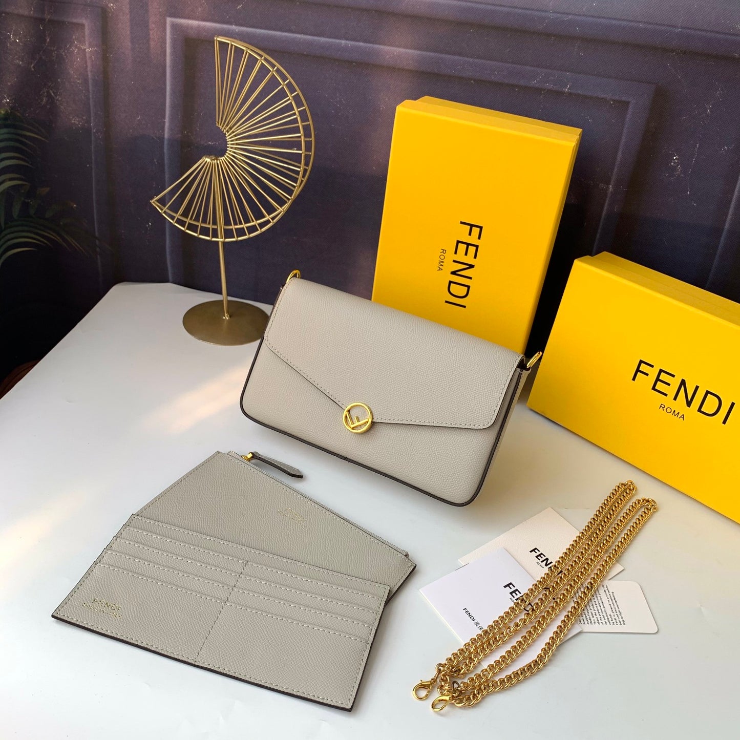 Fendi F8BS032 – Grey Mini Geometric Flap Bag