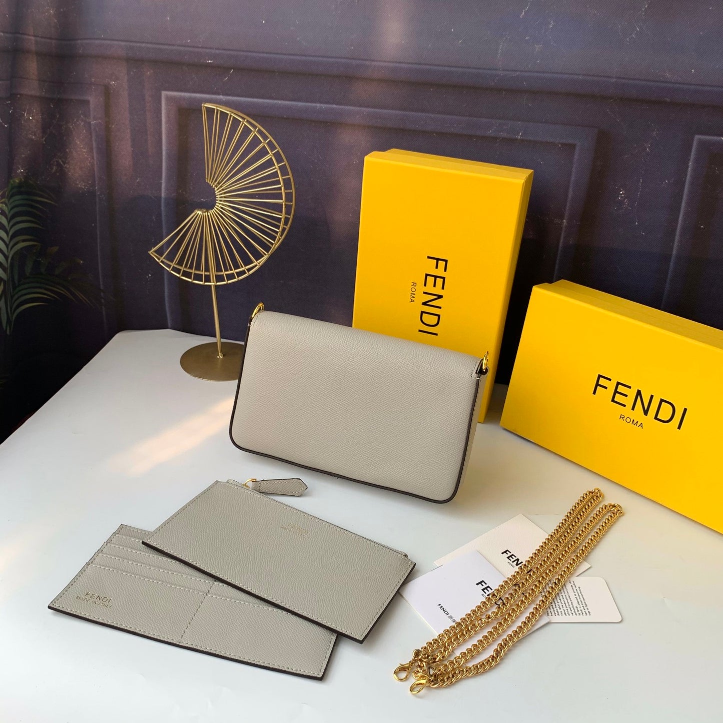 Fendi F8BS032 – Grey Mini Geometric Flap Bag