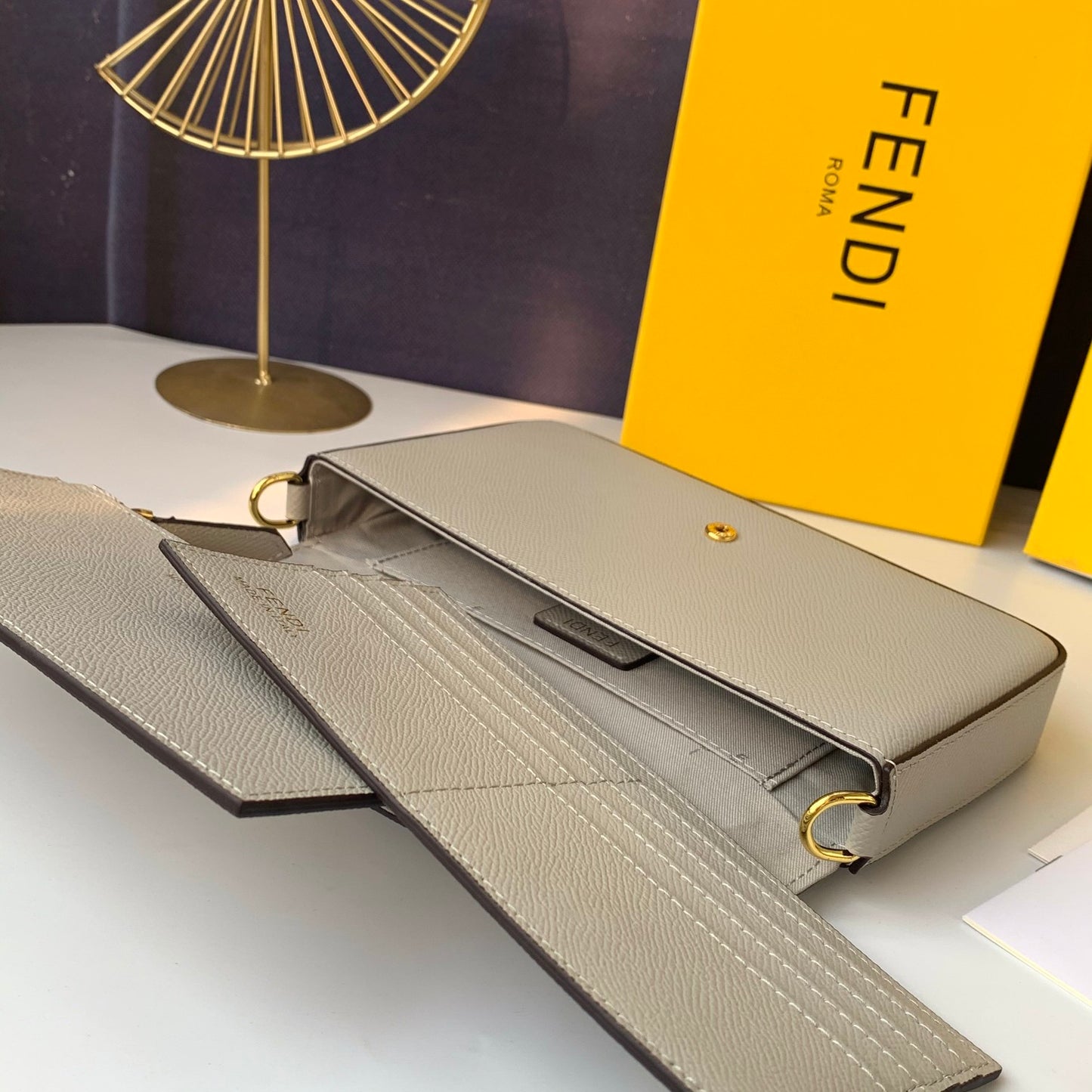 Fendi F8BS032 – Grey Mini Geometric Flap Bag