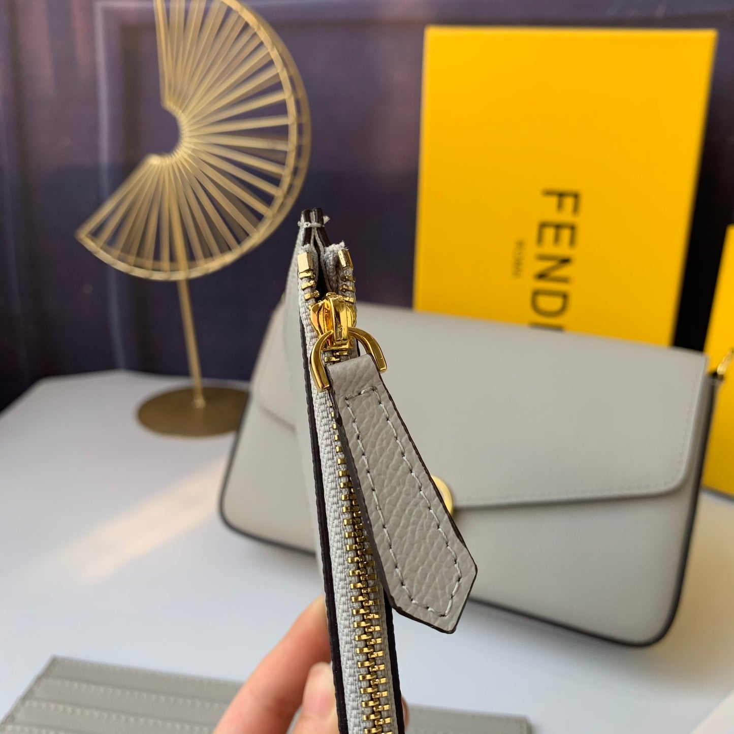 Fendi F8BS032 – Grey Mini Geometric Flap Bag
