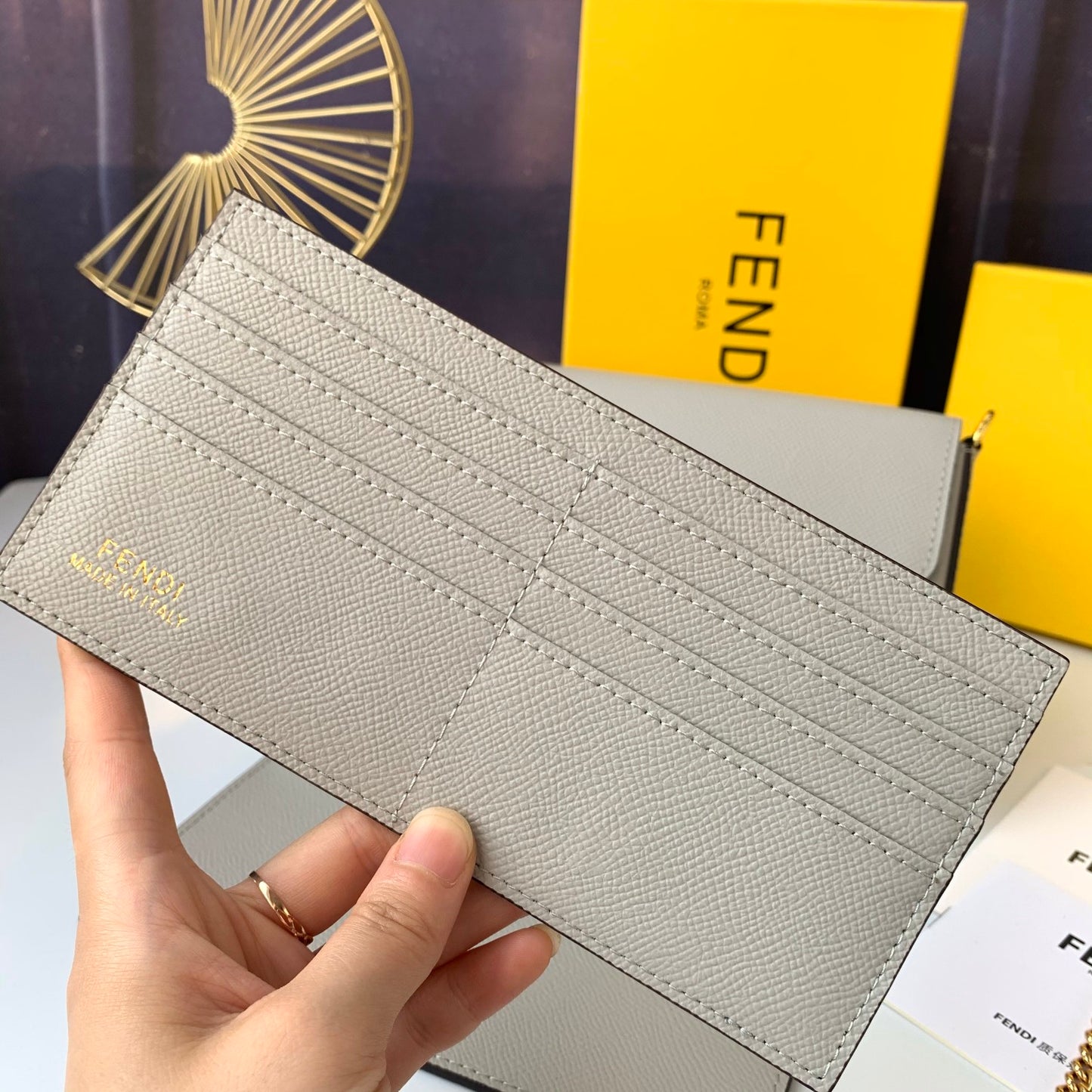 Fendi F8BS032 – Grey Mini Geometric Flap Bag