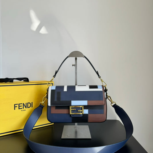 Fendi Silk-Printed Baguette Bag
