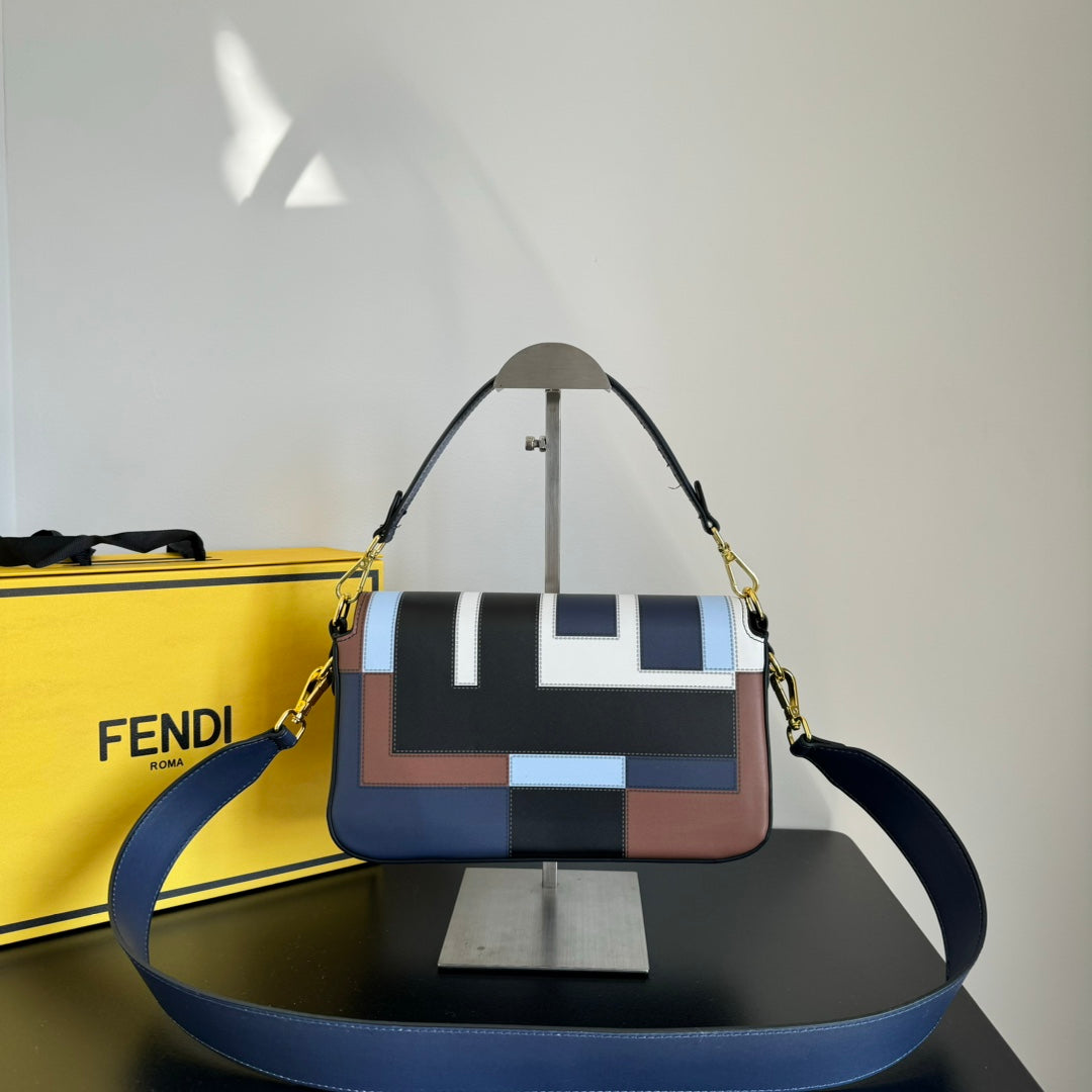 Fendi Silk-Printed Baguette Bag