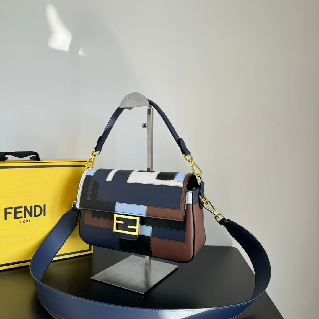 Fendi Silk-Printed Baguette Bag