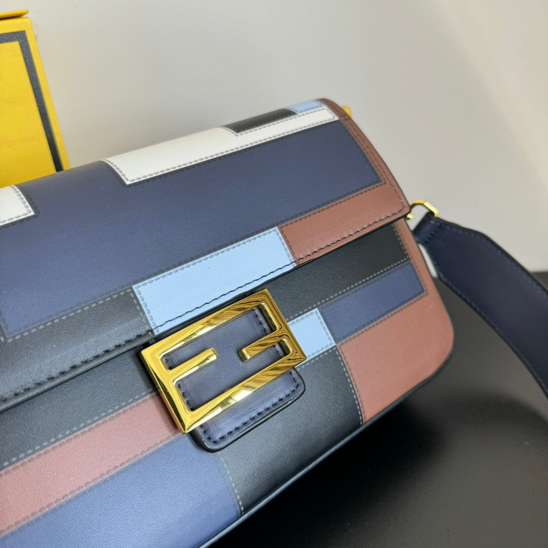 Fendi Silk-Printed Baguette Bag