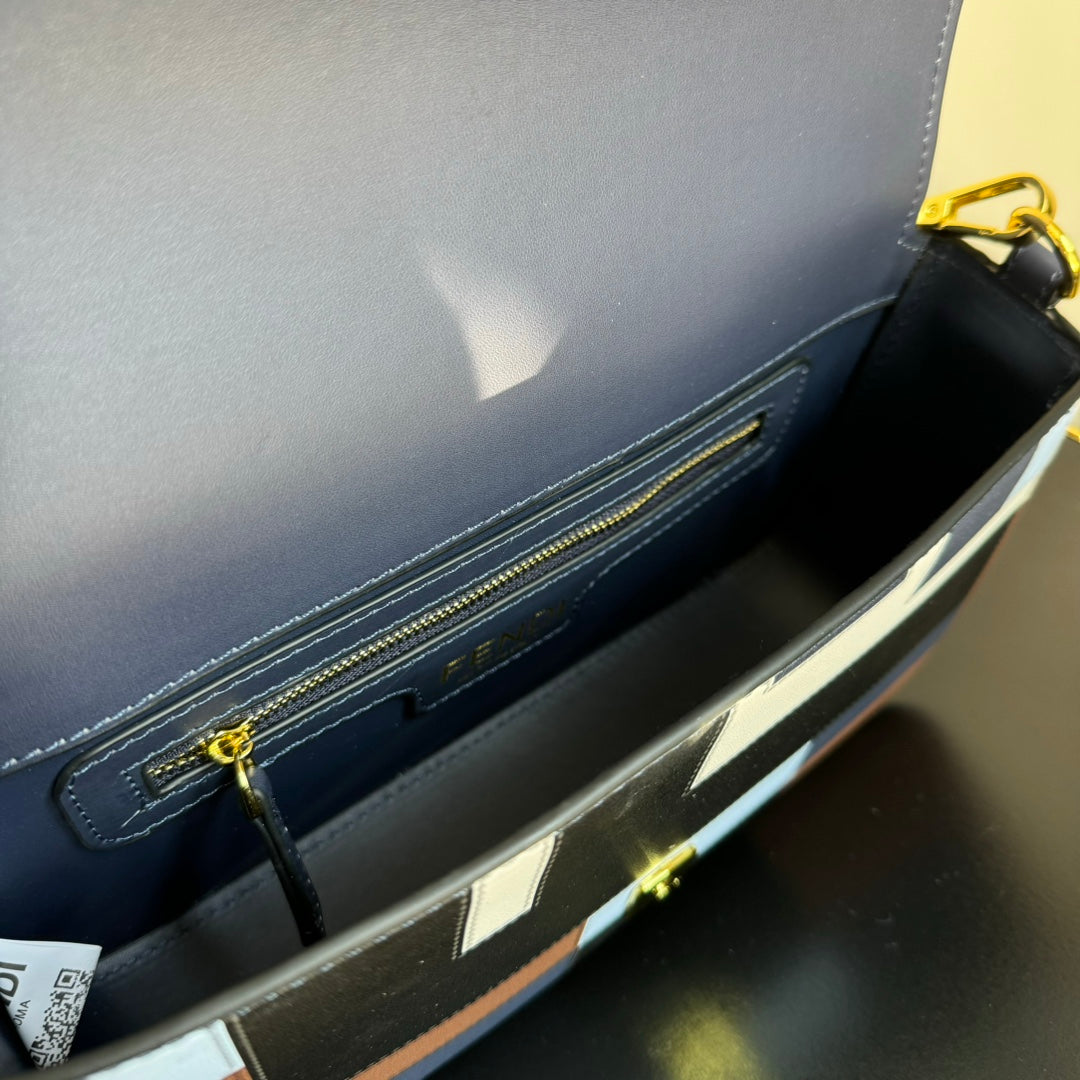 Fendi Silk-Printed Baguette Bag