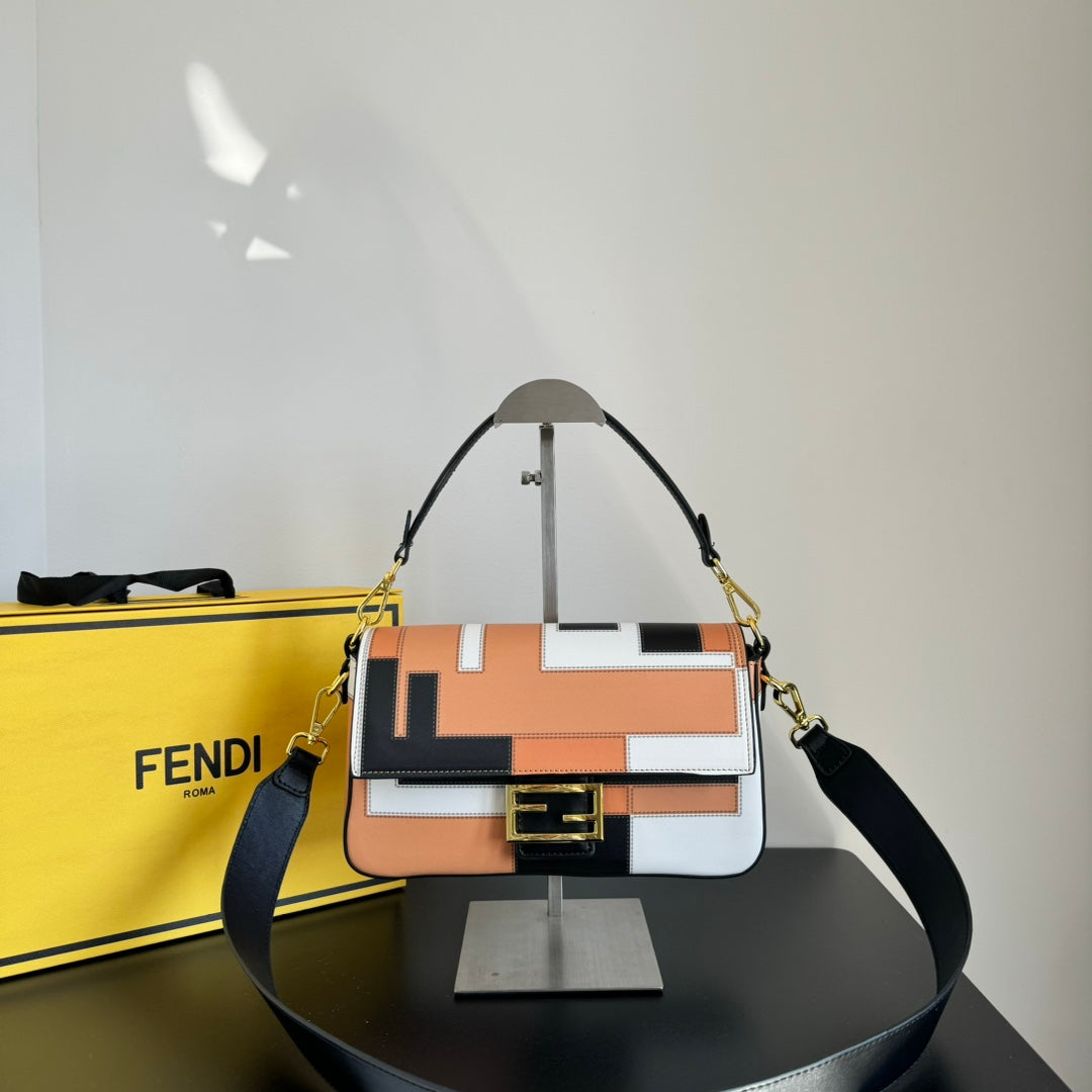 Fendi Silk-Printed Baguette Bag