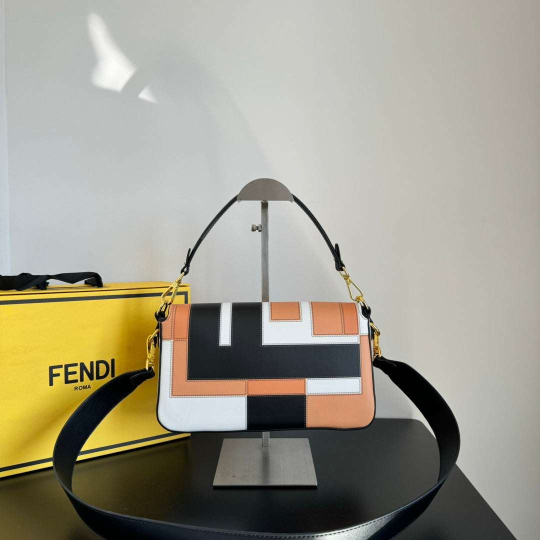 Fendi Silk-Printed Baguette Bag
