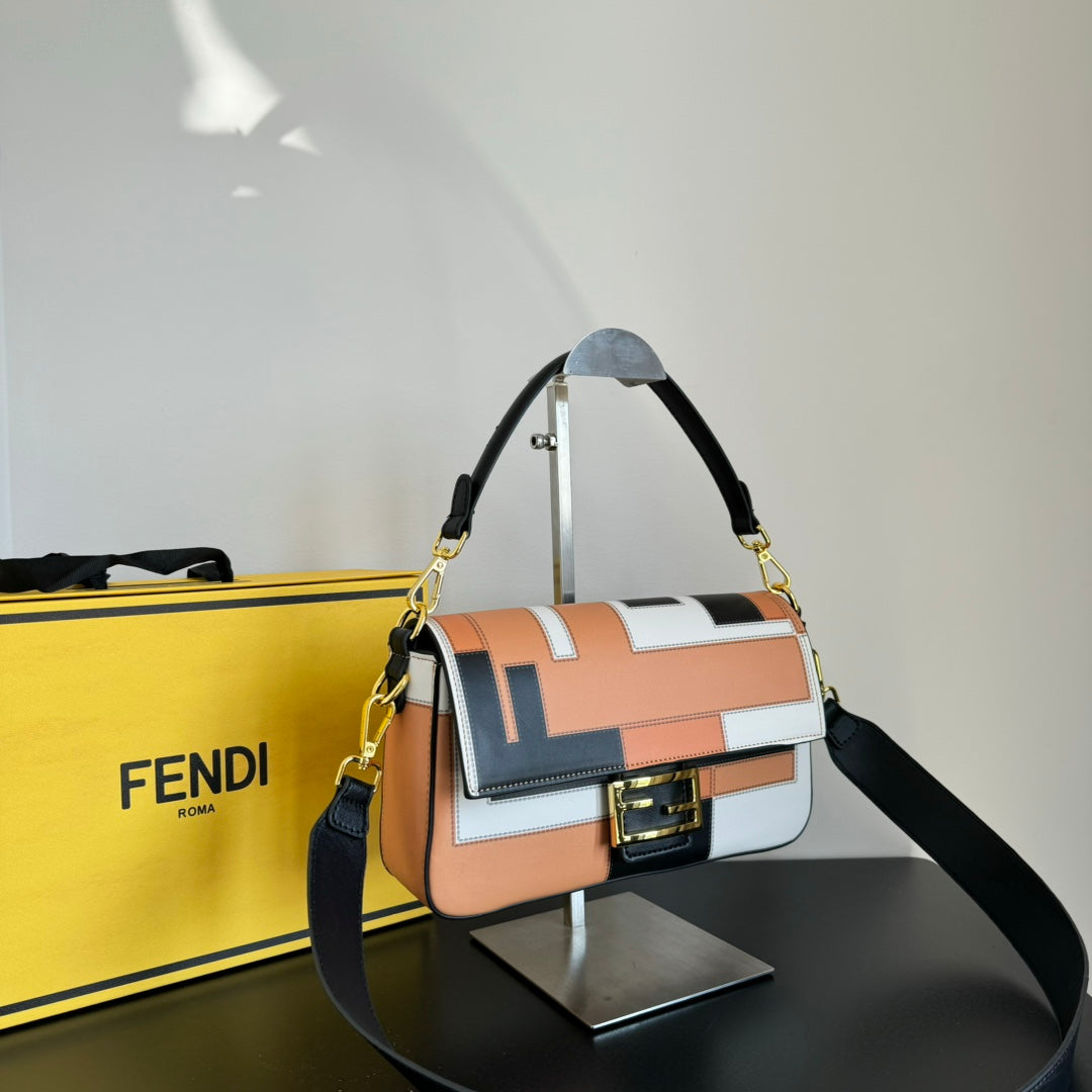 Fendi Silk-Printed Baguette Bag