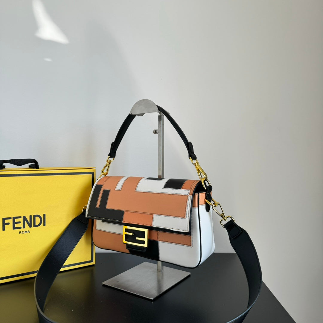 Fendi Silk-Printed Baguette Bag