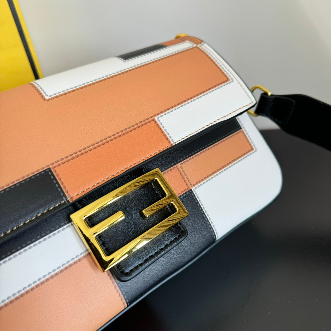 Fendi Silk-Printed Baguette Bag