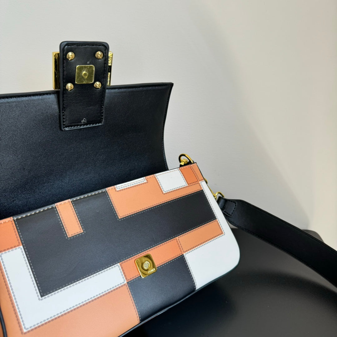 Fendi Silk-Printed Baguette Bag