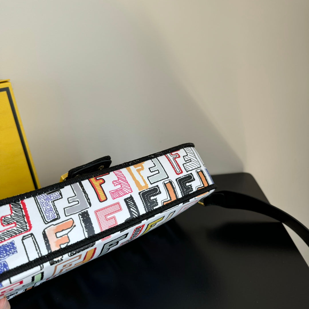 Fendi Silk-Printed Baguette Bag
