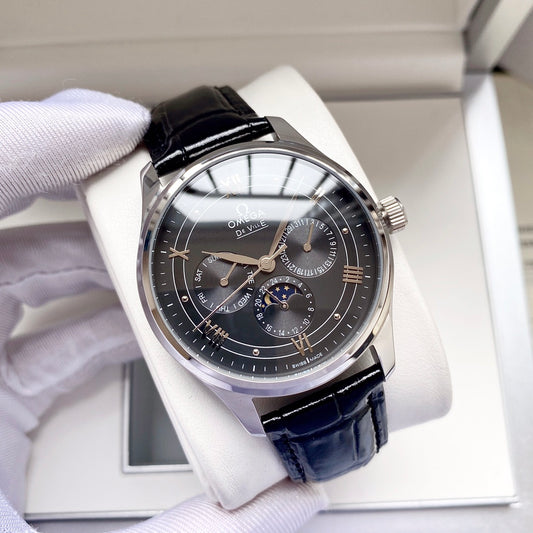 Omega – Men’s Mechanical Watch (Genuine Leather Strap Version)