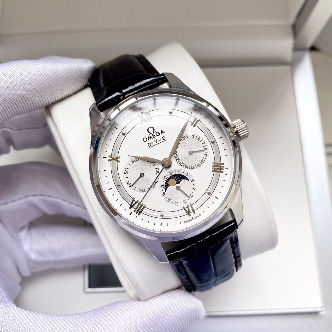 Omega – Men’s Mechanical Watch (Genuine Leather Strap Version)