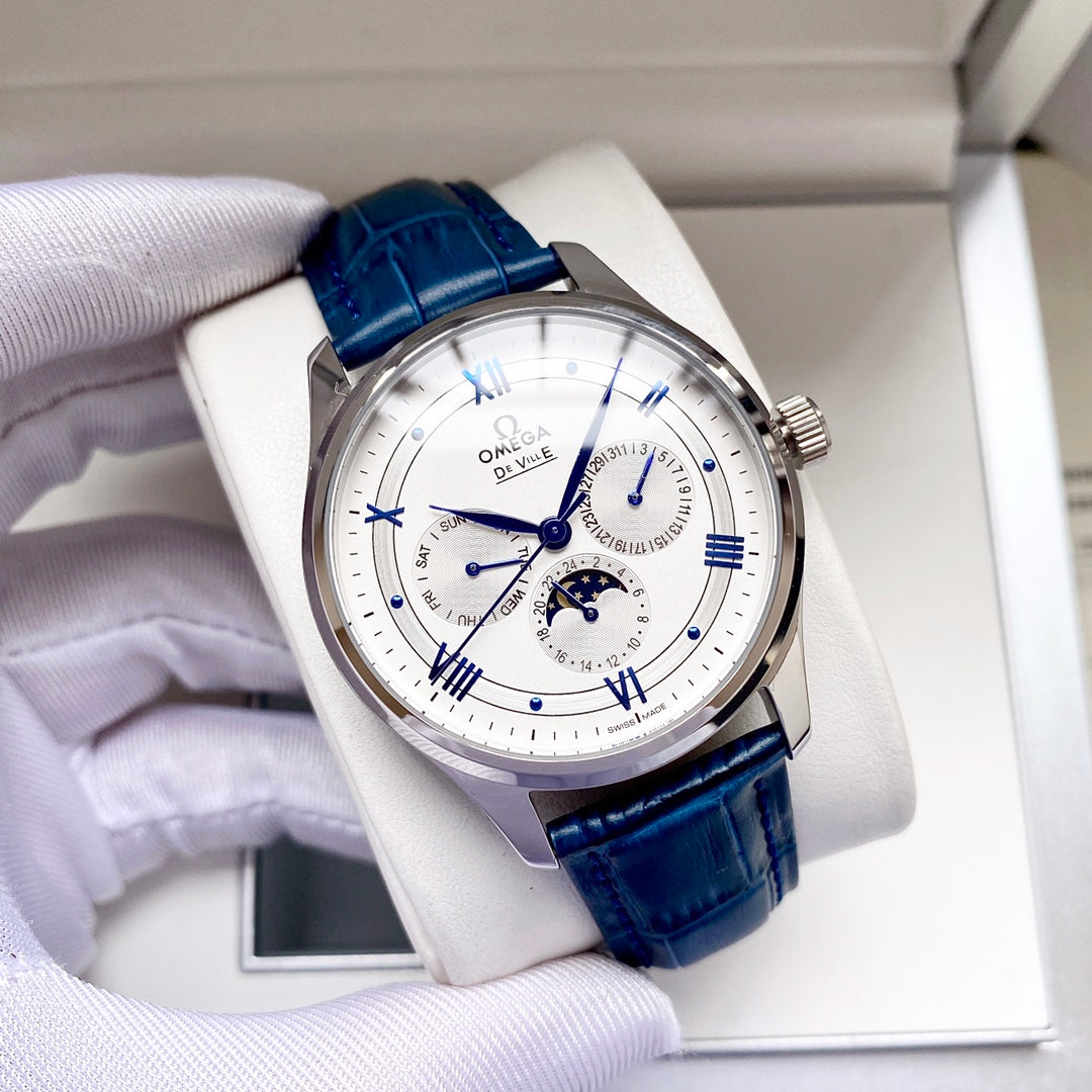 Omega – Men’s Mechanical Watch (Genuine Leather Strap Version)