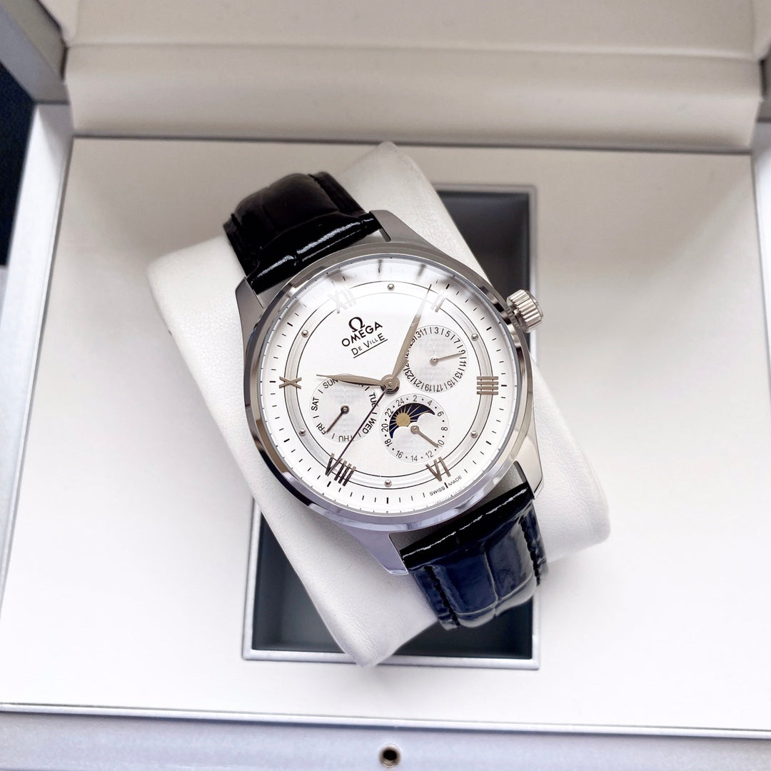 Omega – Men’s Mechanical Watch (Genuine Leather Strap Version)