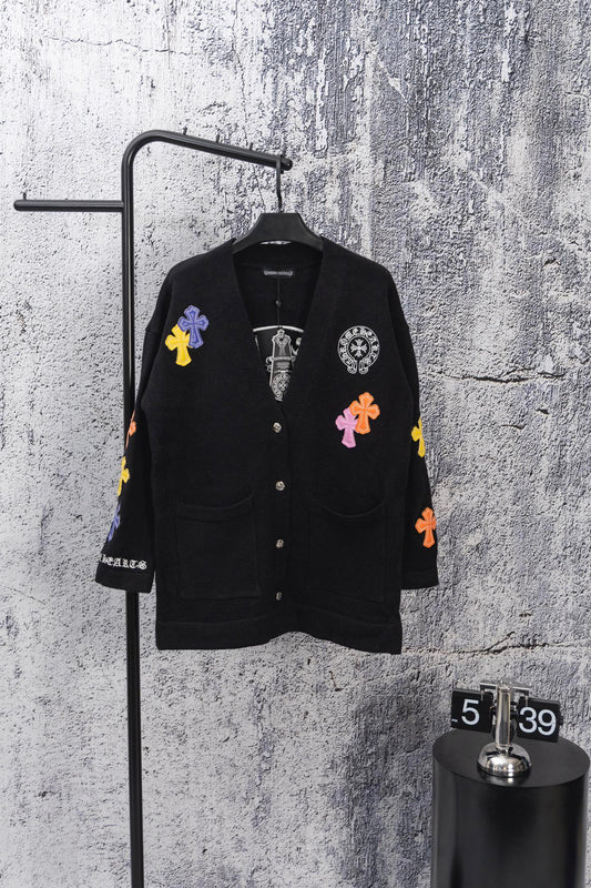 Chrome Hearts Colored Cross Patch Knit Cardigan