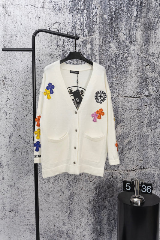 Chrome Hearts Colored Cross Patch Knit Cardigan