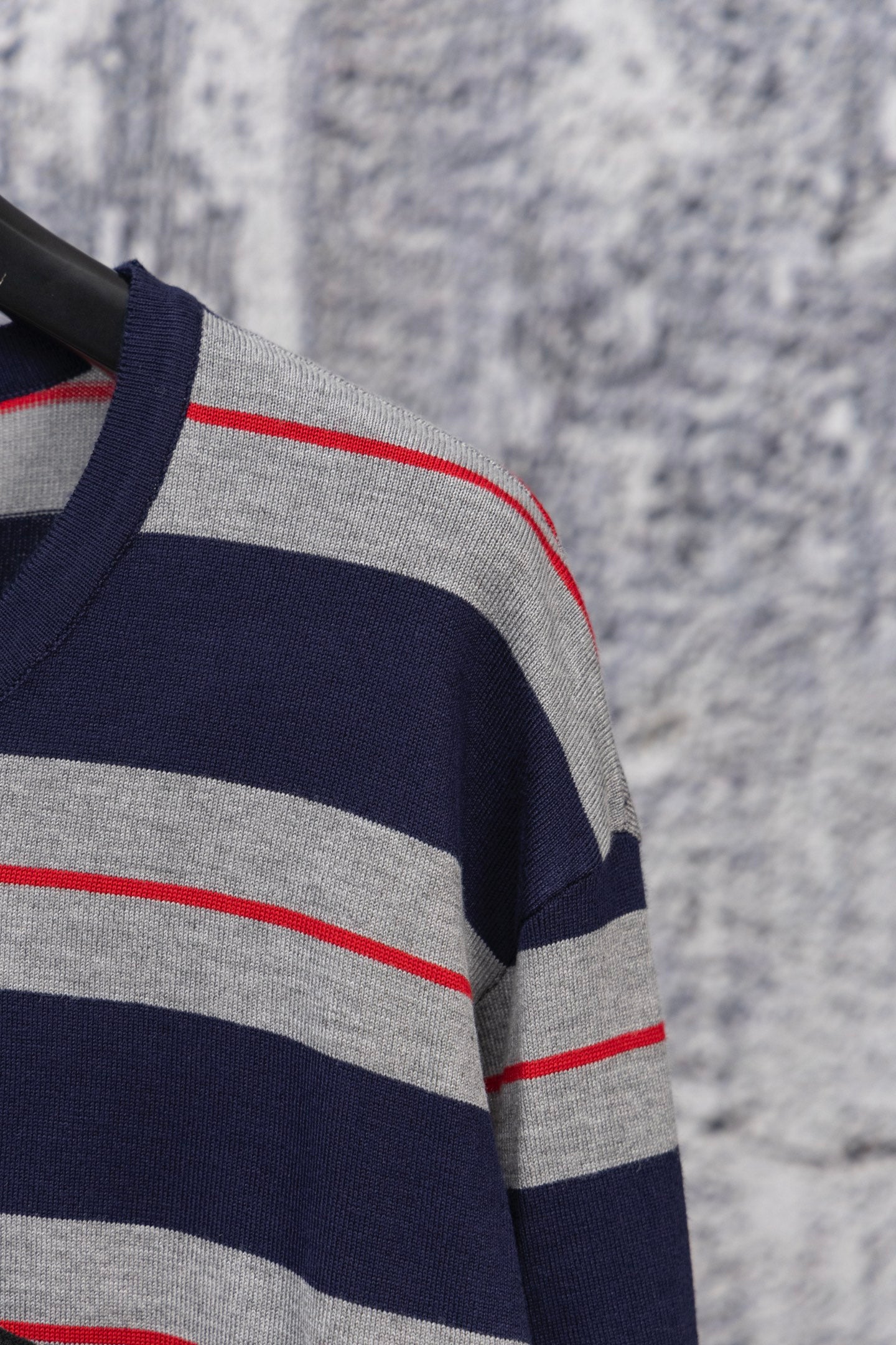 MIU MIU 2025 New Pocket Applique Letter Stripe Crewneck Long-Sleeve T-Shirt