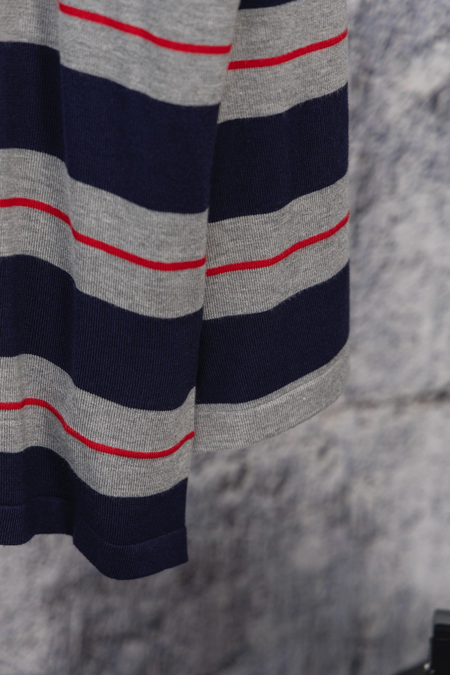 MIU MIU 2025 New Pocket Applique Letter Stripe Crewneck Long-Sleeve T-Shirt