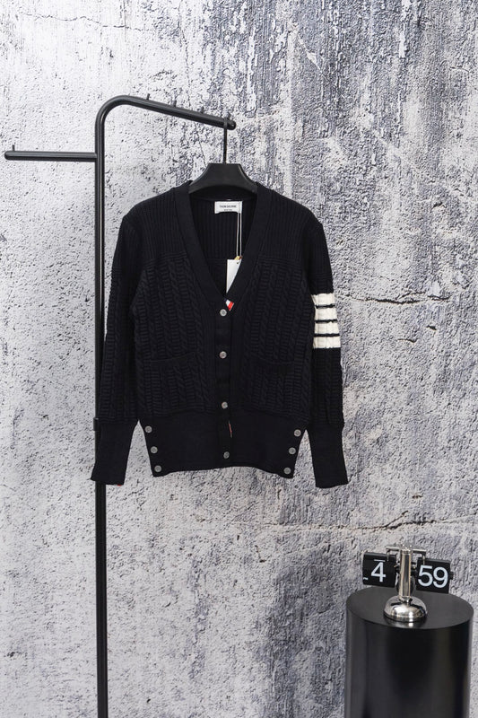 THOM BROWNE Classic Four-Bar Drop Shoulder Knit Cardigan