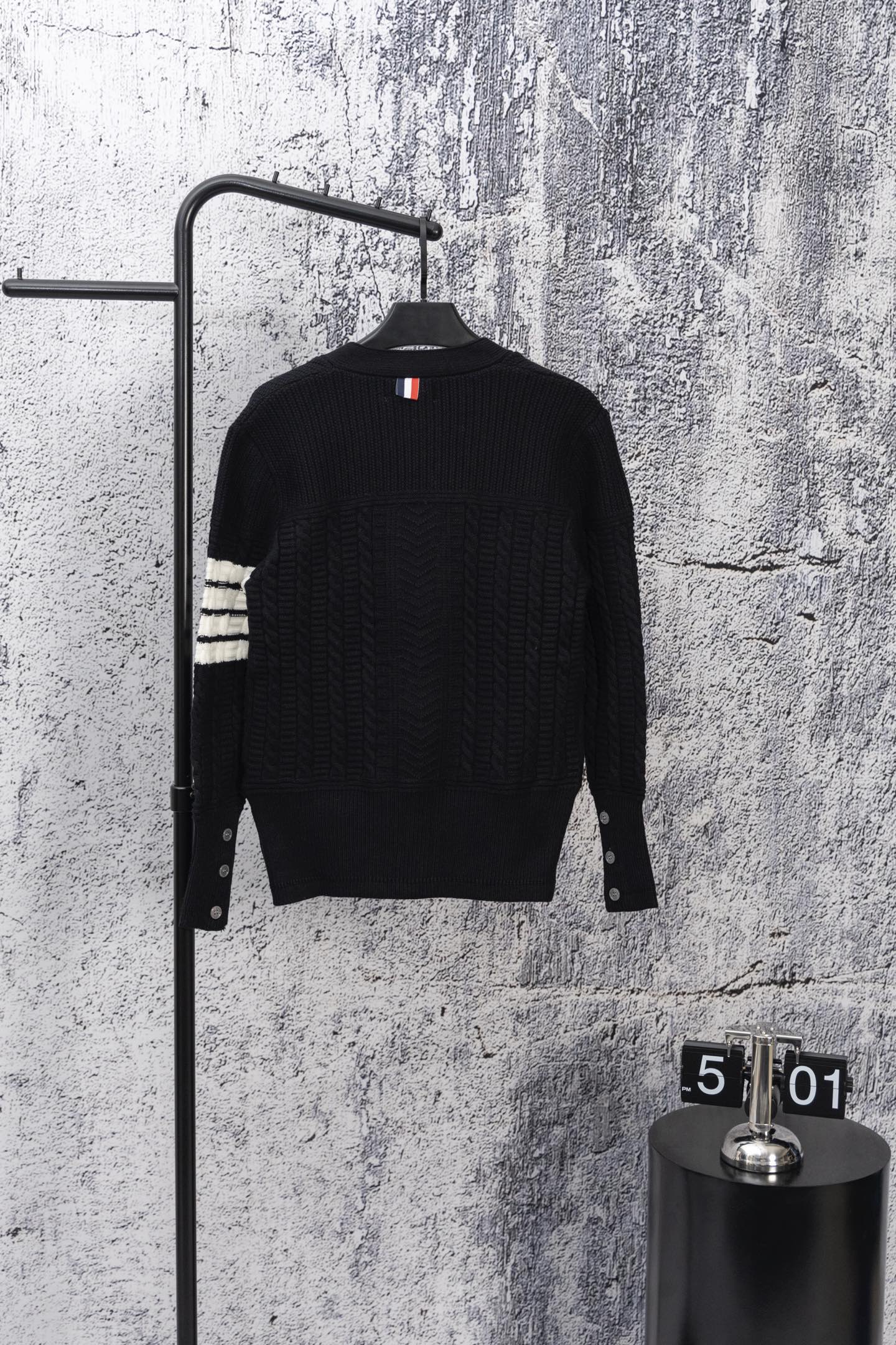 THOM BROWNE Classic Four-Bar Drop Shoulder Knit Cardigan
