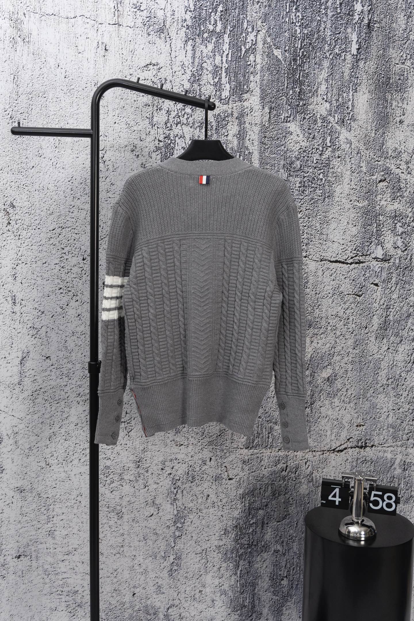 THOM BROWNE Classic Four-Bar Drop Shoulder Knit Cardigan