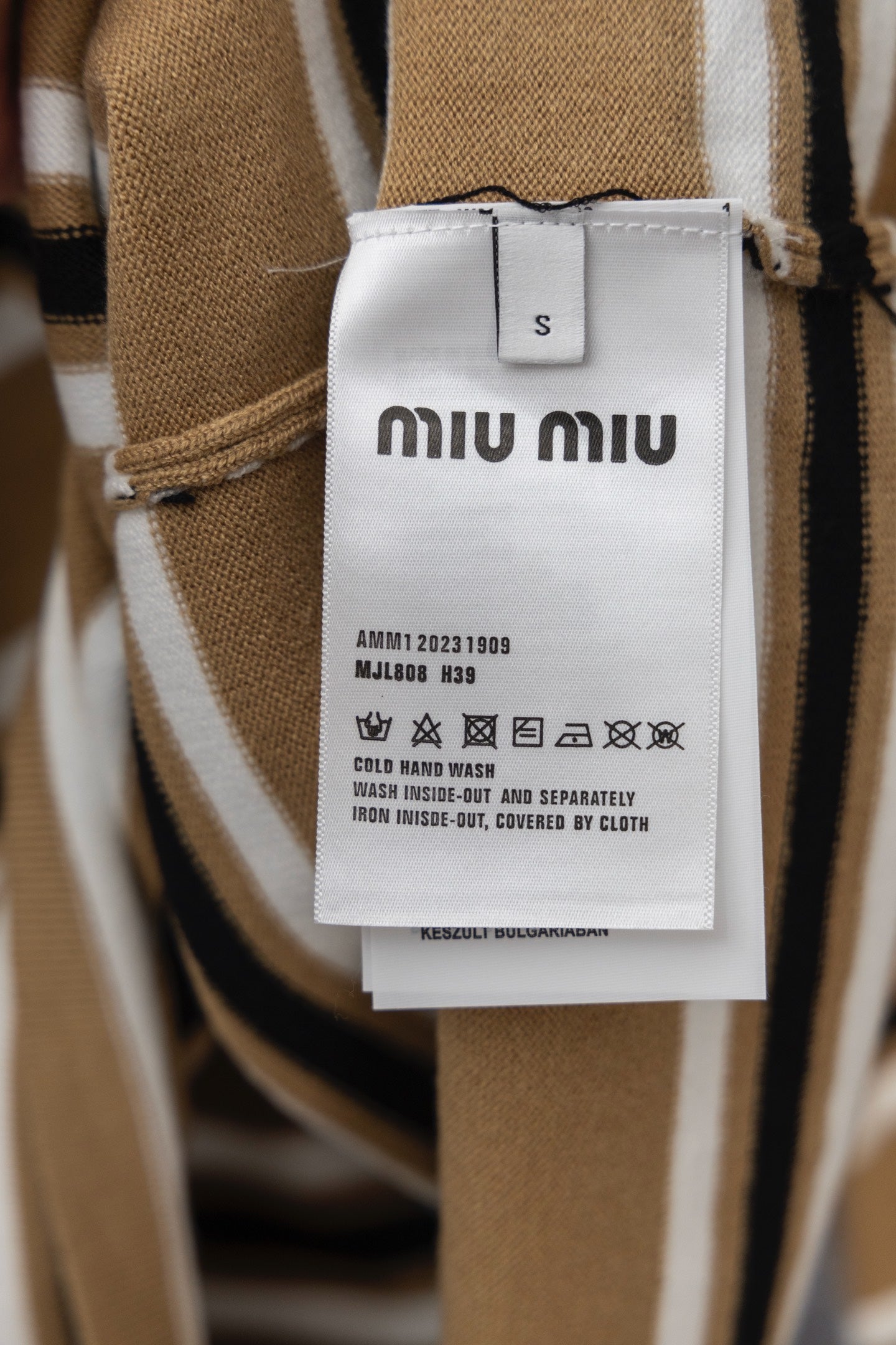 MIU MIU 2025 New Embroidered Pocket Letter Stripe Polo Long-Sleeve T-Shirt