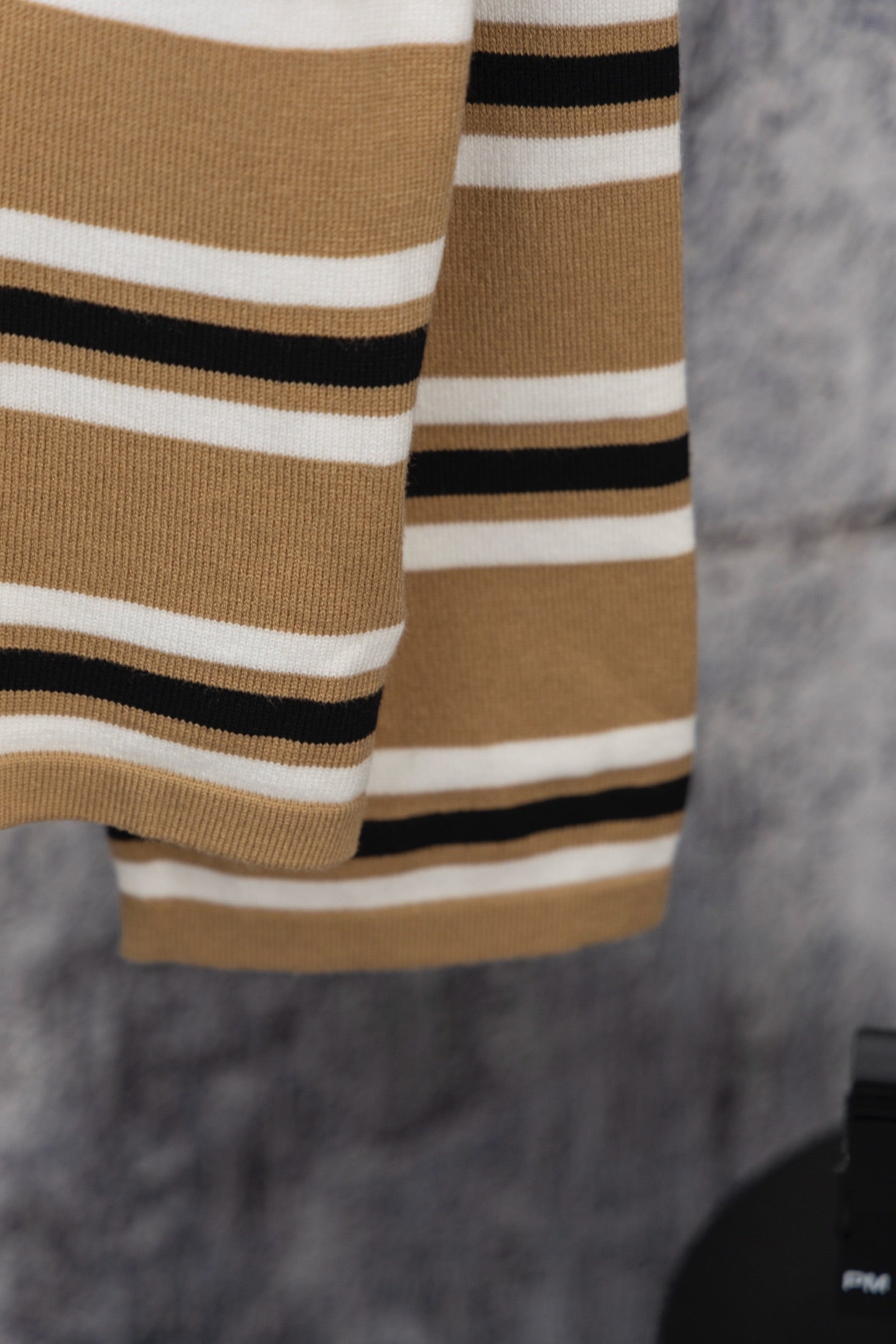 MIU MIU 2025 New Embroidered Pocket Letter Stripe Polo Long-Sleeve T-Shirt