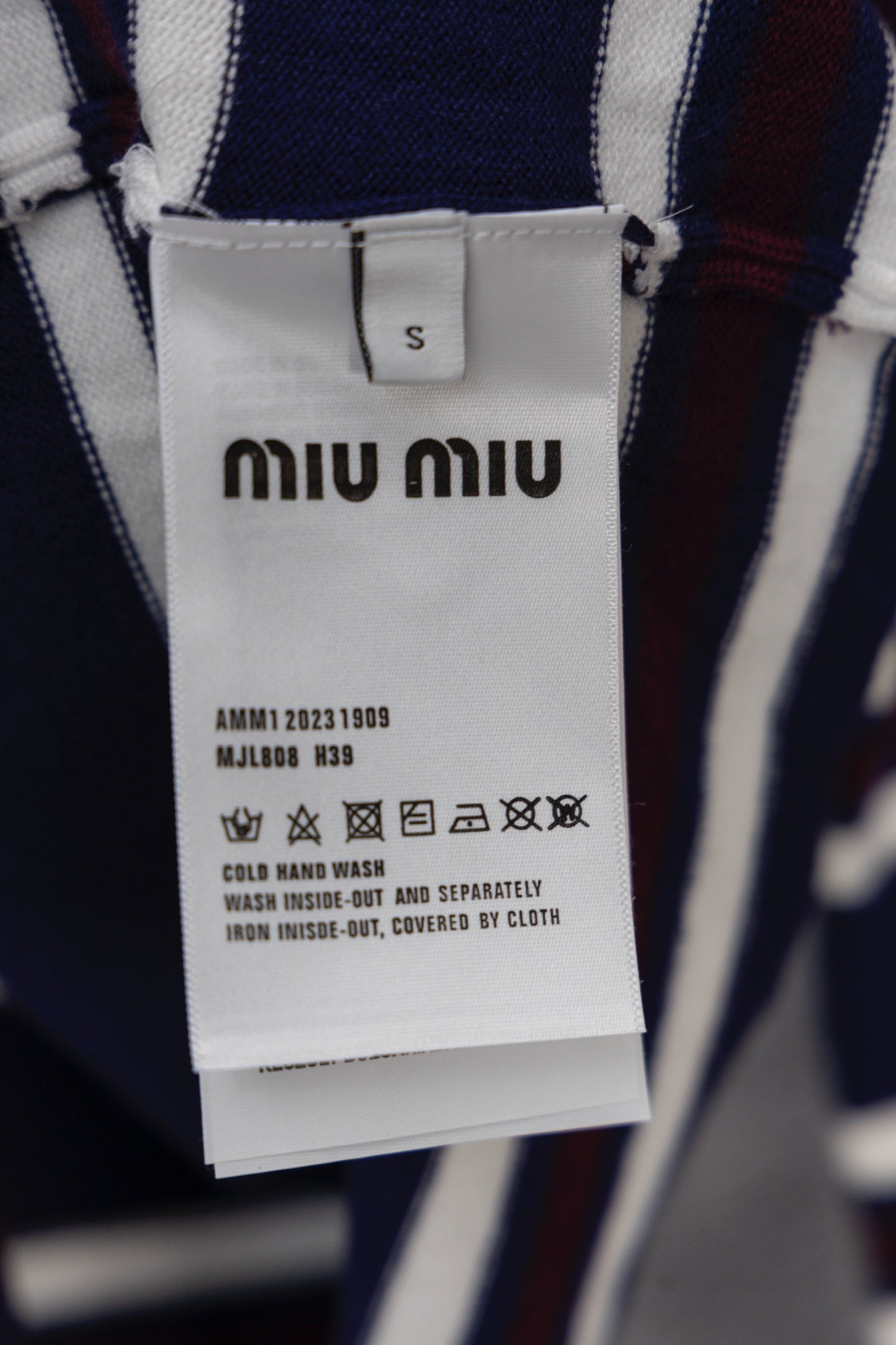 MIU MIU 2025 New Embroidered Pocket Letter Striped Polo Long-Sleeve T-Shirt