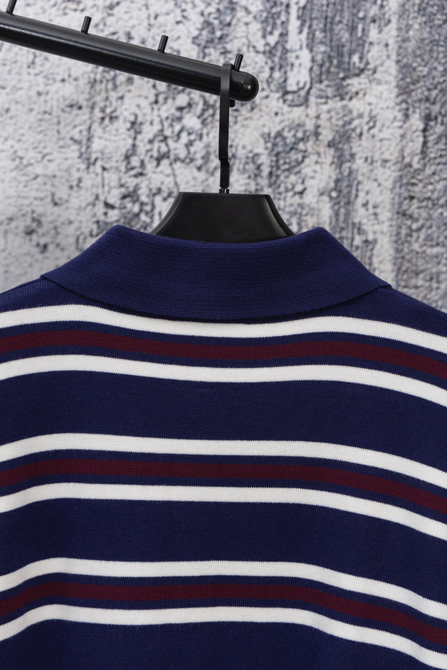 MIU MIU 2025 New Embroidered Pocket Letter Striped Polo Long-Sleeve T-Shirt