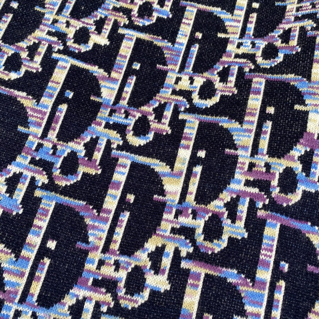 Dior 2024SS Blue Lambswool Jacquard Pullover Crewneck Sweater