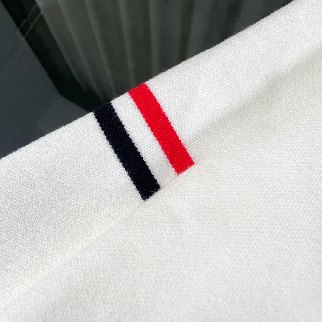 THOM BROWNE 24SS Classic Double-Stripe Sleeve Wool Knit Baseball Jacket – Premium Version
