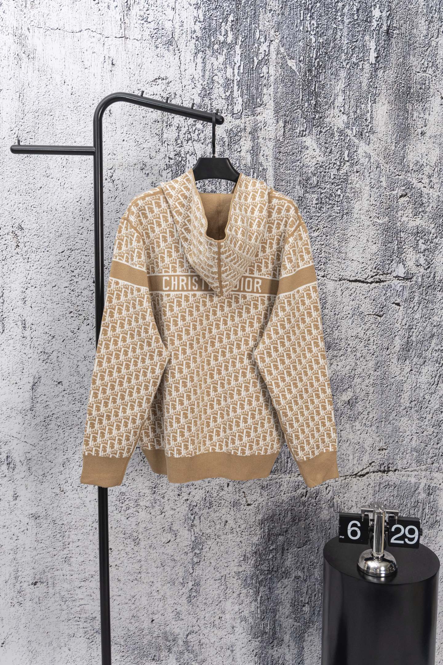 DIOR 25FW Classic Oblique Reversible Cashmere Hoodie Cardigan