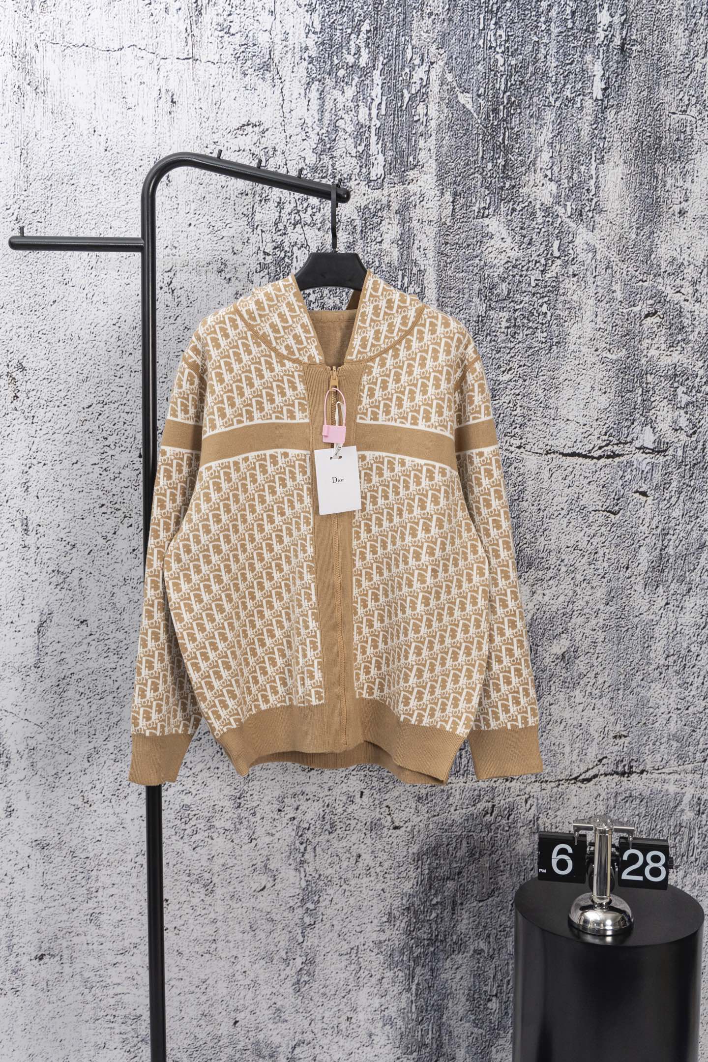 DIOR 25FW Classic Oblique Reversible Cashmere Hoodie Cardigan