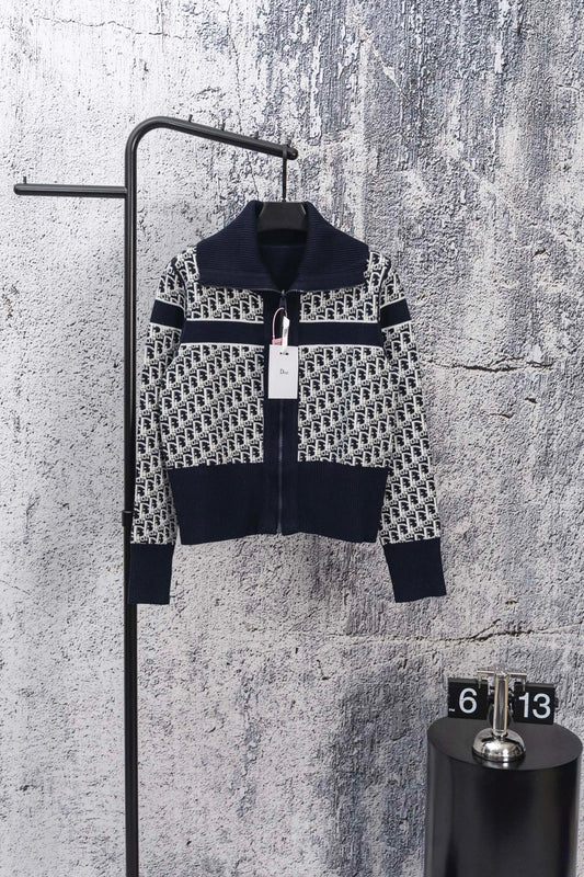 DIOR 25FW Classic Oblique Reversible Cashmere Collar Sweater