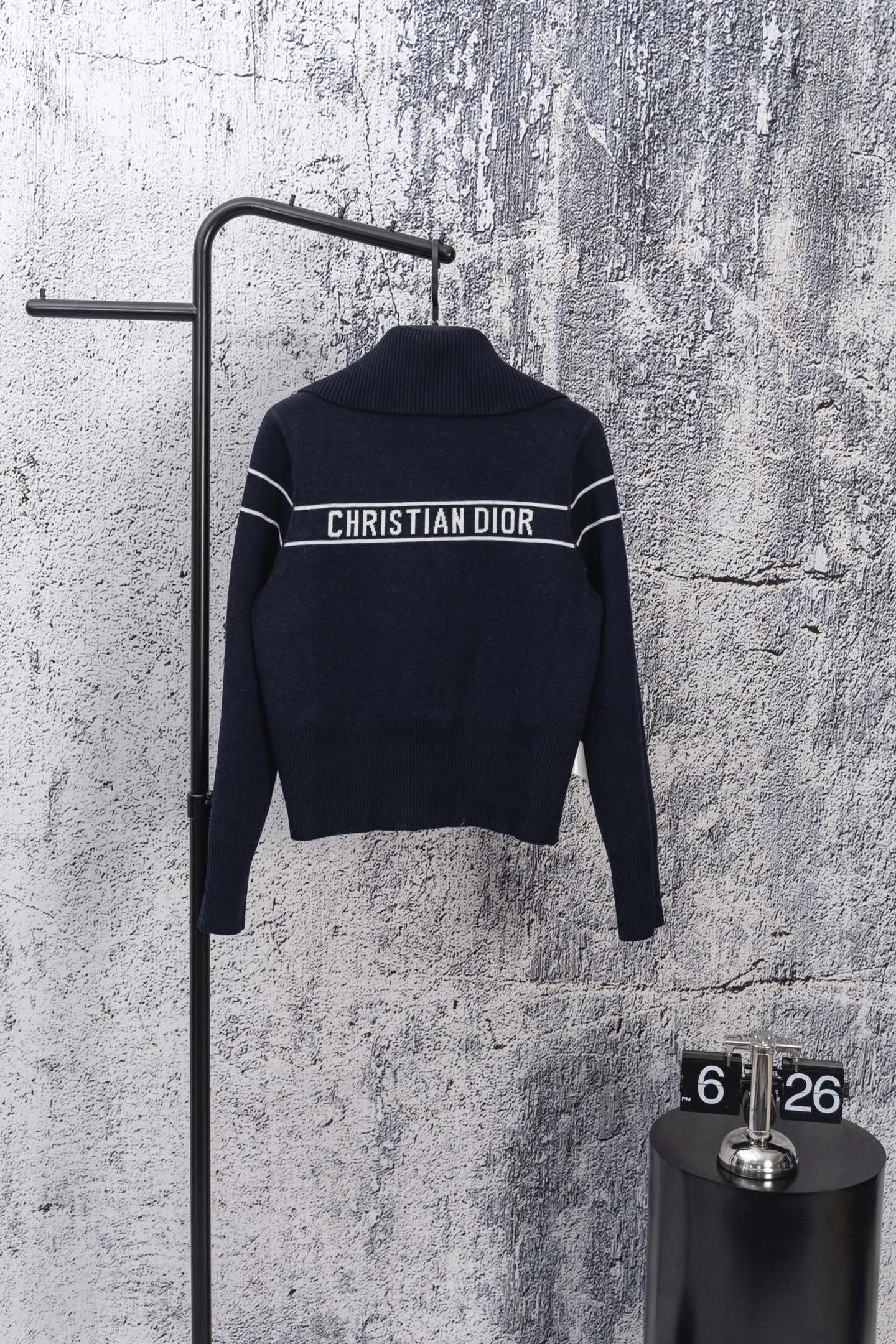 DIOR 25FW Classic Oblique Reversible Cashmere Collar Sweater