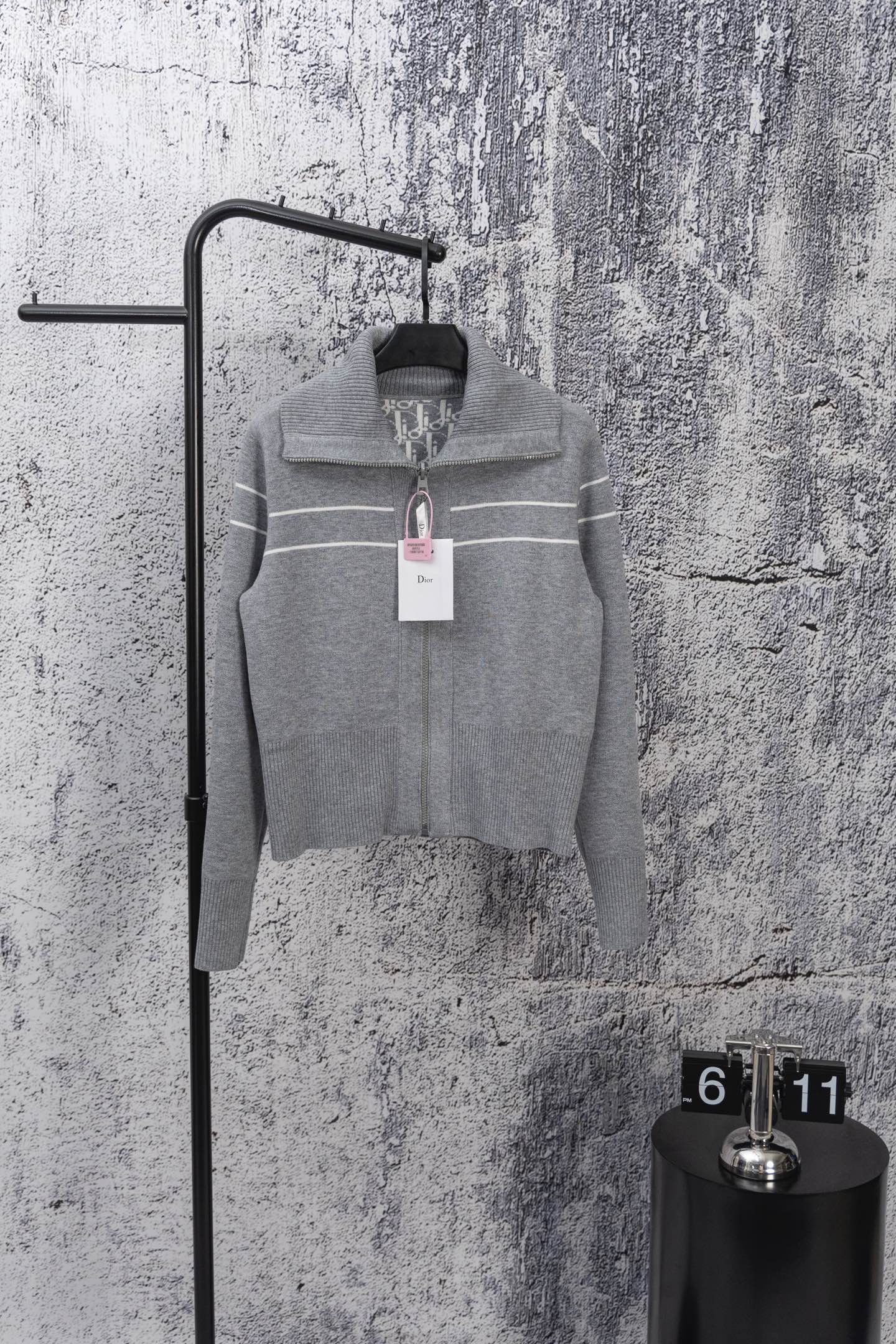 DIOR 25FW Classic Oblique Reversible Cashmere Collar Sweater