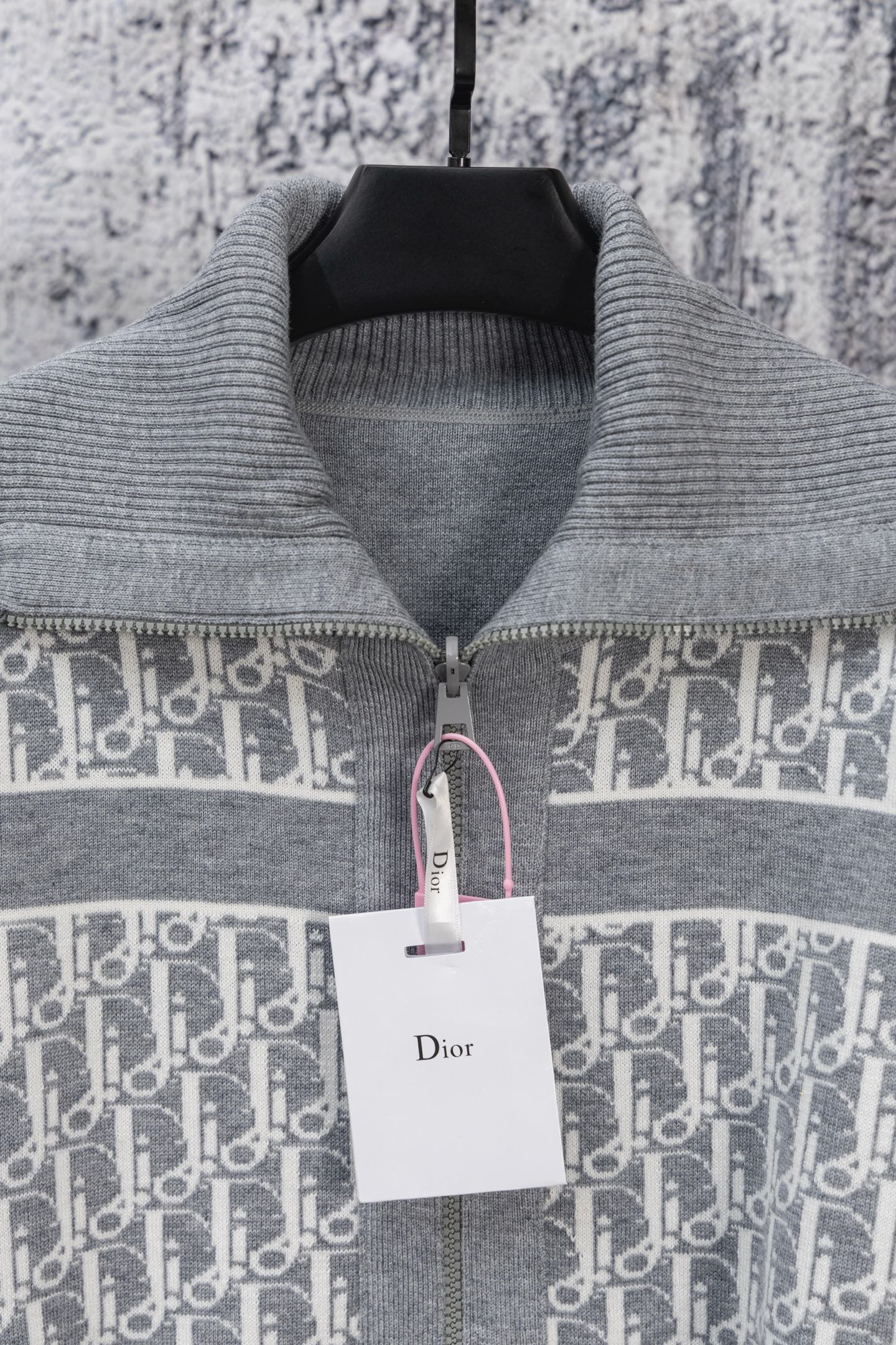 DIOR 25FW Classic Oblique Reversible Cashmere Collar Sweater