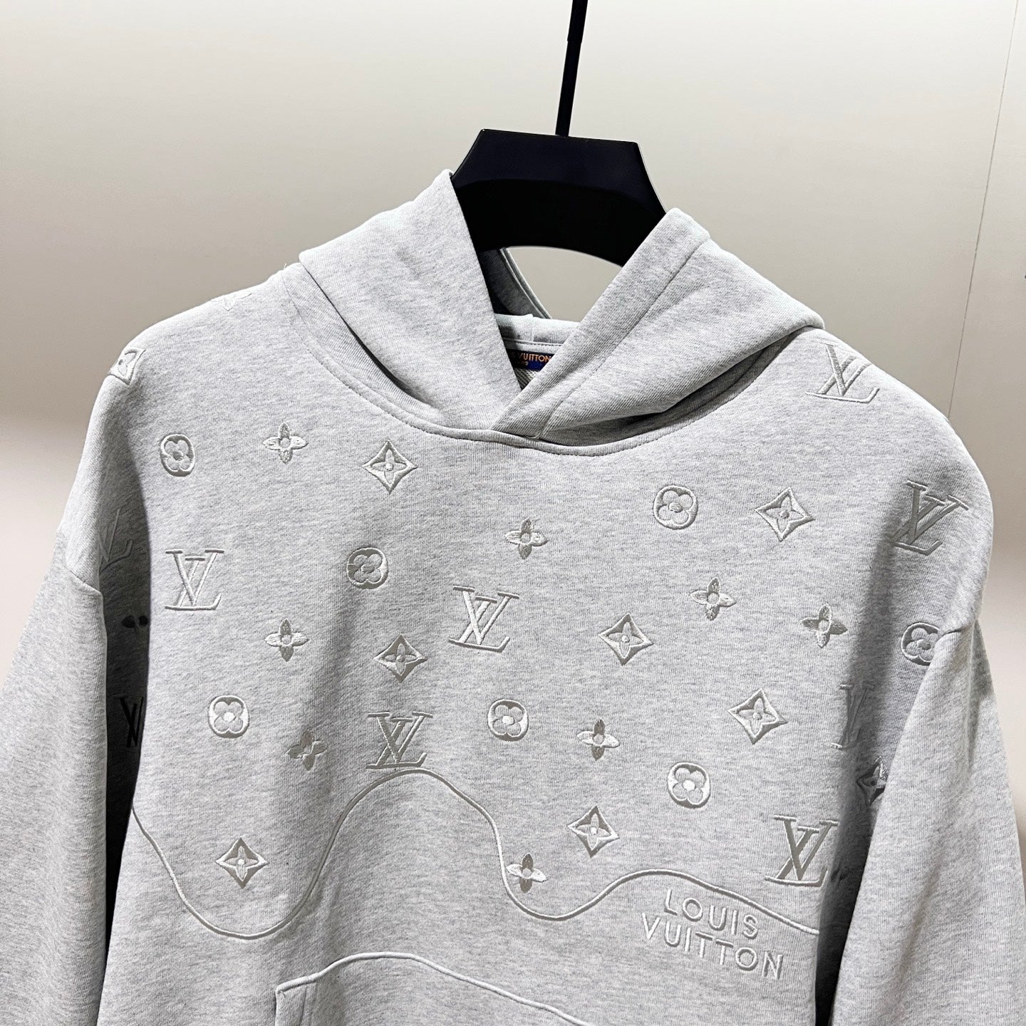 LOUIS VUITTON 420g Cotton Hoodie with Embroidered Monogram &amp; Floral Clover Logo