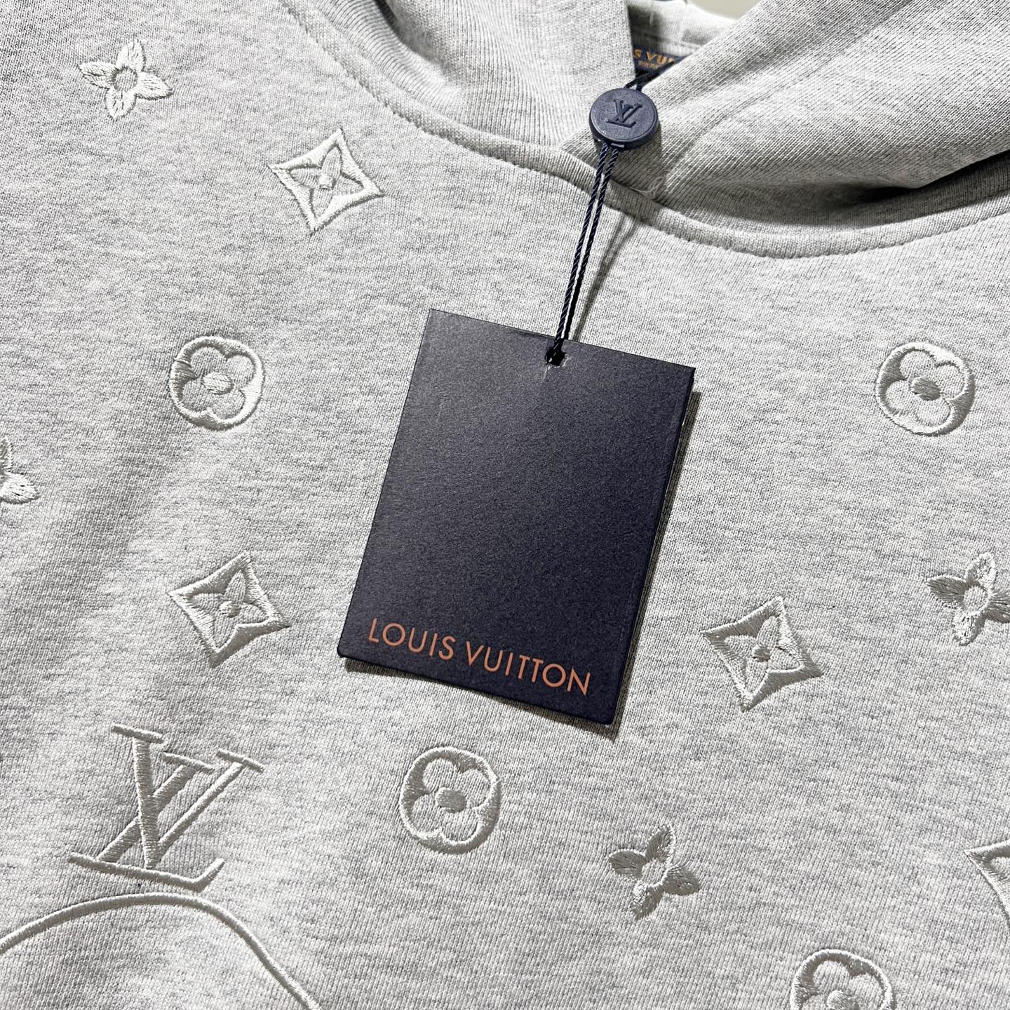 LOUIS VUITTON 420g Cotton Hoodie with Embroidered Monogram &amp; Floral Clover Logo