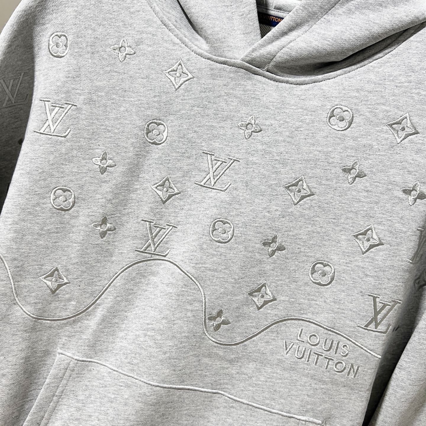 LOUIS VUITTON 420g Cotton Hoodie with Embroidered Monogram &amp; Floral Clover Logo