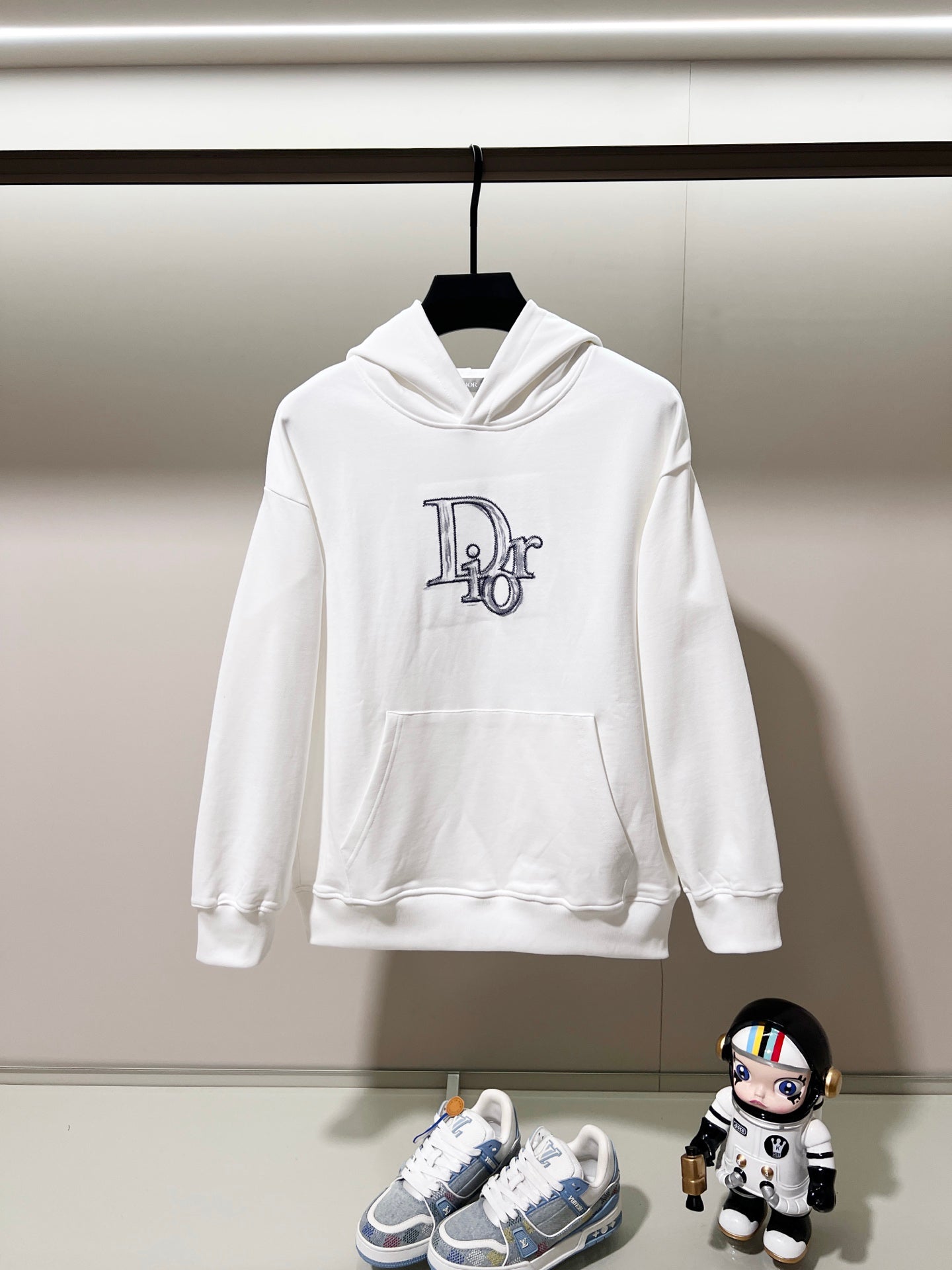 DIOR 420g Cotton Hoodie with Embroidered Logo &amp; Graffiti Ink Detailing