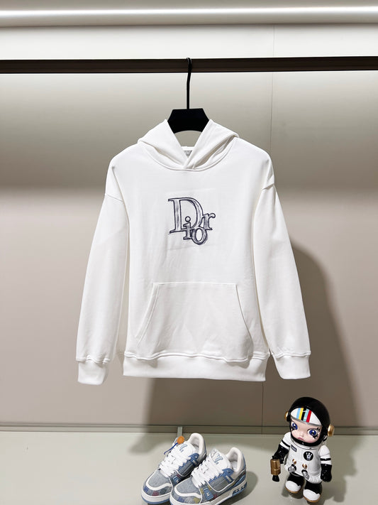 DIOR 420g Cotton Hoodie with Embroidered Logo &amp; Graffiti Ink Detailing