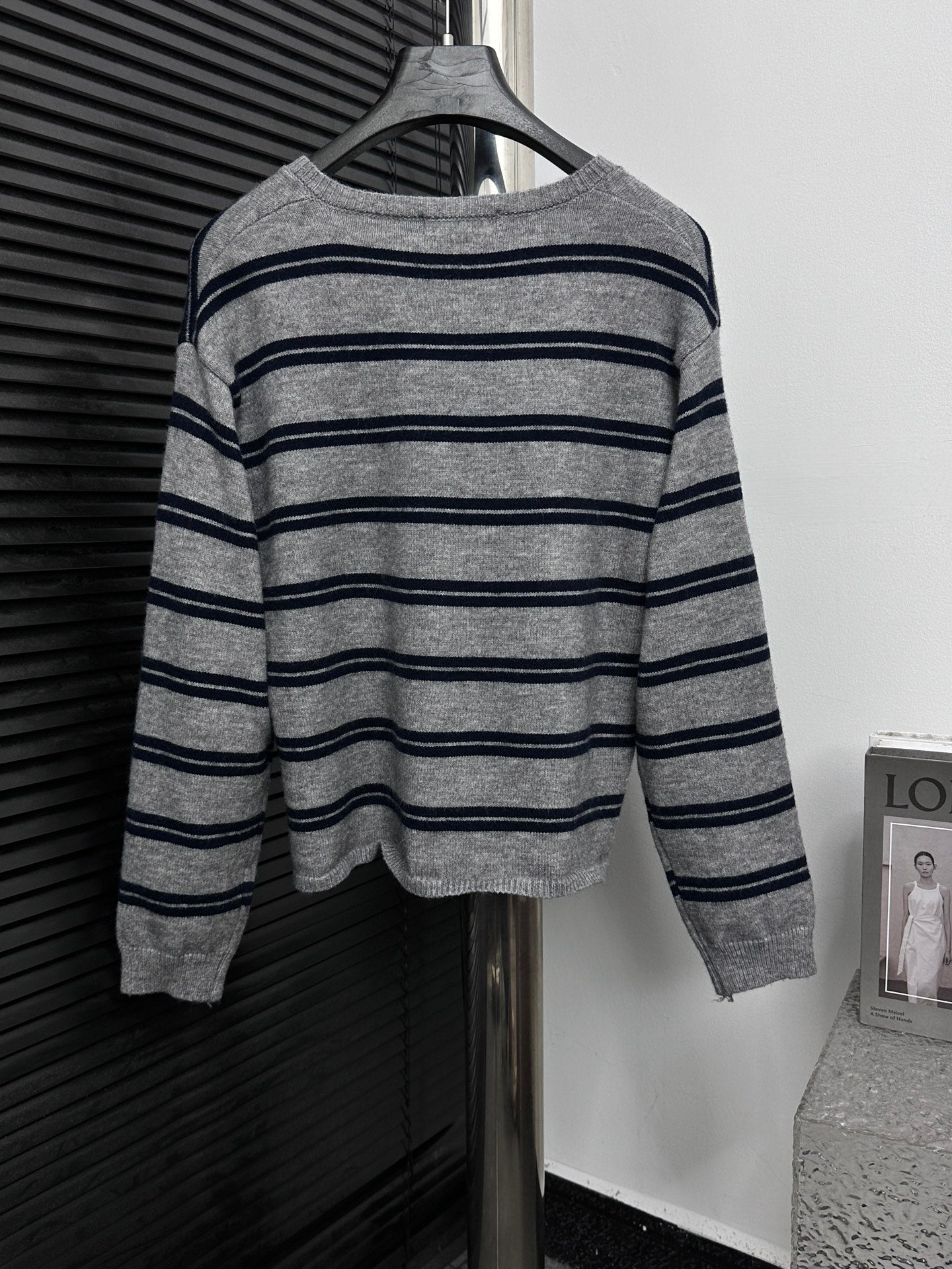 MIU MIU Autumn/Winter Striped Wool Cardigan with Metal Buttons