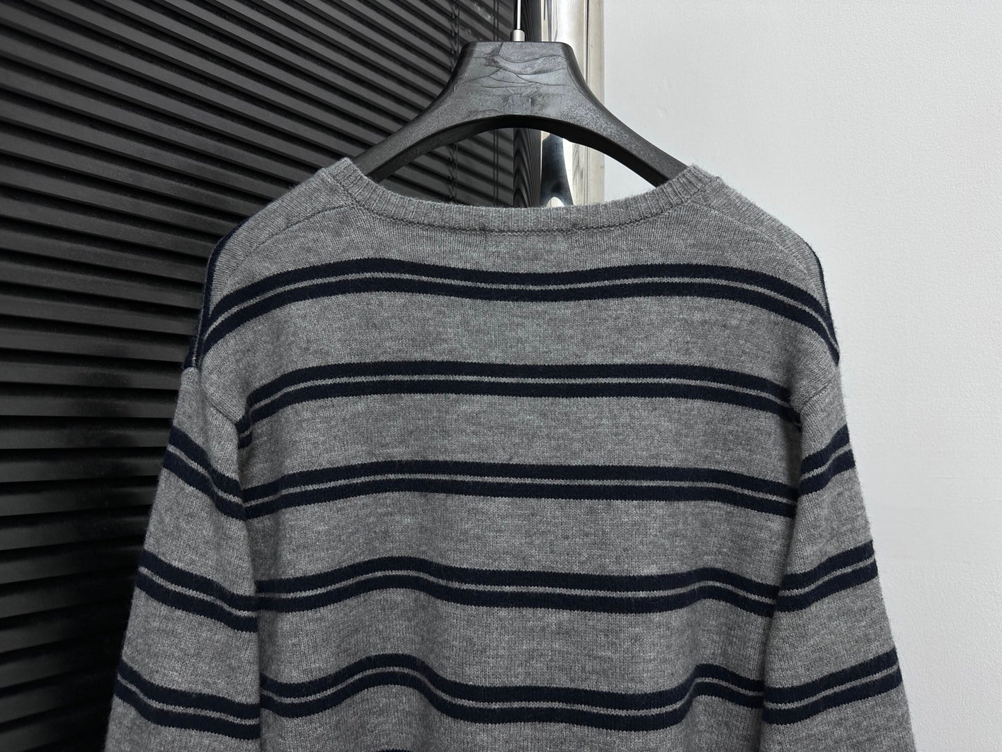 MIU MIU Autumn/Winter Striped Wool Cardigan with Metal Buttons